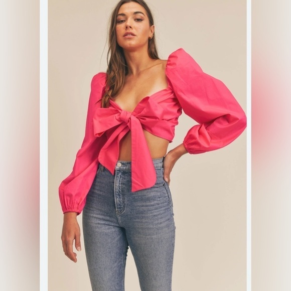 Mable Tops - MABLE ANGEL FRONT RIBBON SELF TIE TOP M